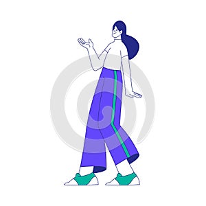 Young Woman Character at the Crossroads Standing and Thinking Vector Illustration