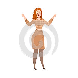 Young Woman Character Fitting Suit in Atelier or Tailor Studio Vector Illustration
