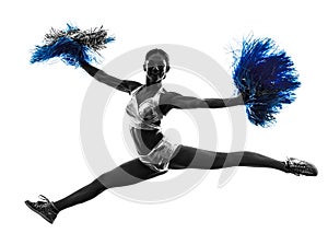 Young woman cheerleader cheerleading silhouette photo