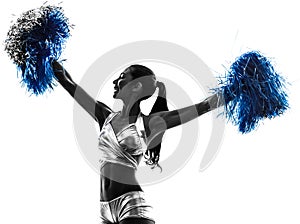 Young woman cheerleader cheerleading silhouette