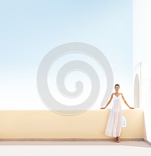 Young woman chilling at the tourist resort