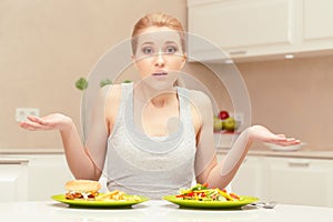 Young woman choosing lunch