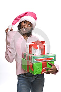 Young woman with Christmas presents