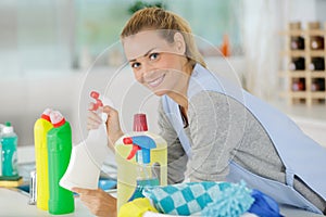 young woman cleaning