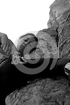 Young Woman Climbing Herculane photo