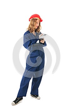 Young woman with clipboard photo