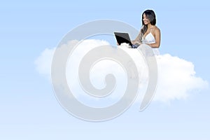 Young Woman Cloud Computing