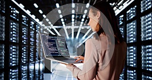 Young Woman Coding AI Technology