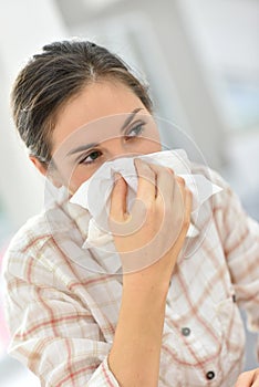 Young woman with cold