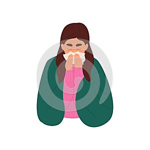 Young woman with cold and runny nose