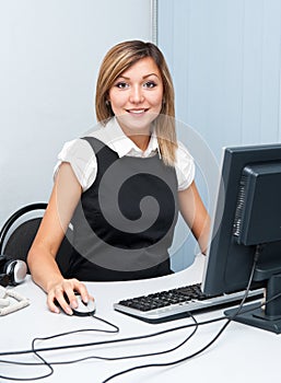 Young woman at computer