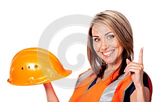 Young woman construction