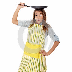 Young woman cooking healthy food