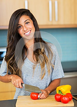 Young Woman Cooking. Healthy Food