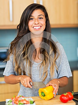 Young Woman Cooking. Healthy Food