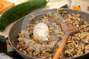 Cooking in the kitchen