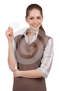 Young woman with credit card in hand