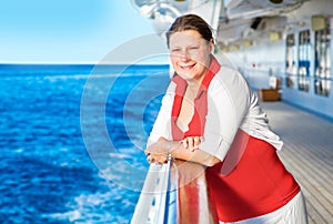 Young woman on cruise ship deck