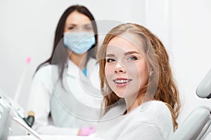 Young woman at the dentist office