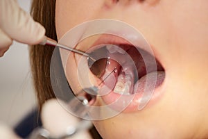 Young woman at dentist's surgery