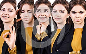 Young woman with different expressions