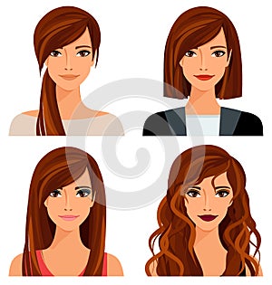 Young woman with different hairstyles and makeup