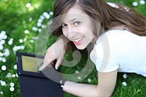 Young woman with digital tablet