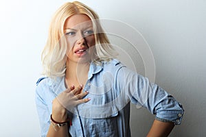 Young woman disgust photo