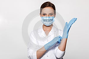 Doctor wearing mask and gloves