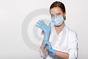 Doctor wearing mask and gloves