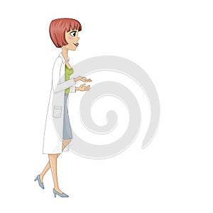 Young woman in Doctors smock
