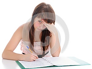 The young woman and documents.