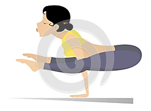 Young woman does sport or yoga exercise illustration
