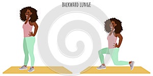 Young woman doing backward lunge exercise