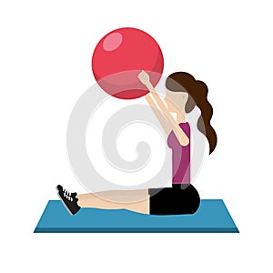 Young woman exercising cartoon