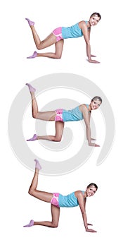 Young woman doing exercises for buttocks