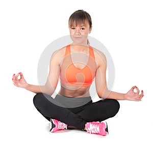 Young woman doing fitness exercises