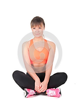 Young woman doing fitness exercises