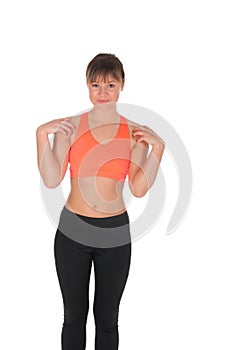 Young woman doing fitness exercises
