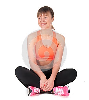 Young woman doing fitness exercises