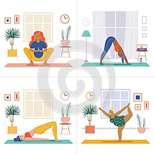 Young Woman Doing Home Workout and Yoga ad Room