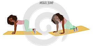 Young woman doing mogul jump exercise