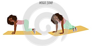 Young woman doing mogul jump exercise photo