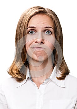 Young woman doing a pout expression photo