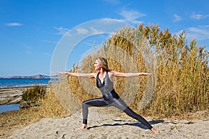 Young woman doing sports exercises