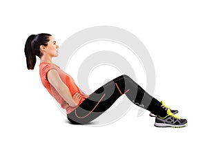 Young woman doing stretching exercise.