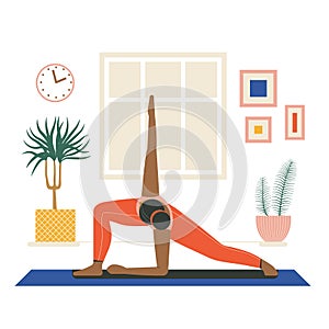 Young Woman Doing Yoga Exercise at Home