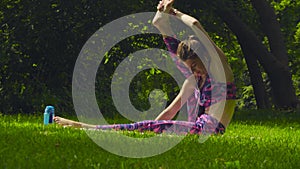 Young woman doing yoga exercises