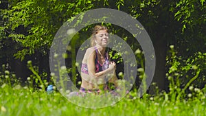 Young woman doing yoga exercises