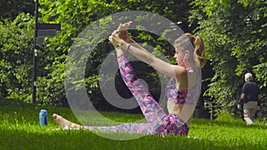 Young woman doing yoga exercises